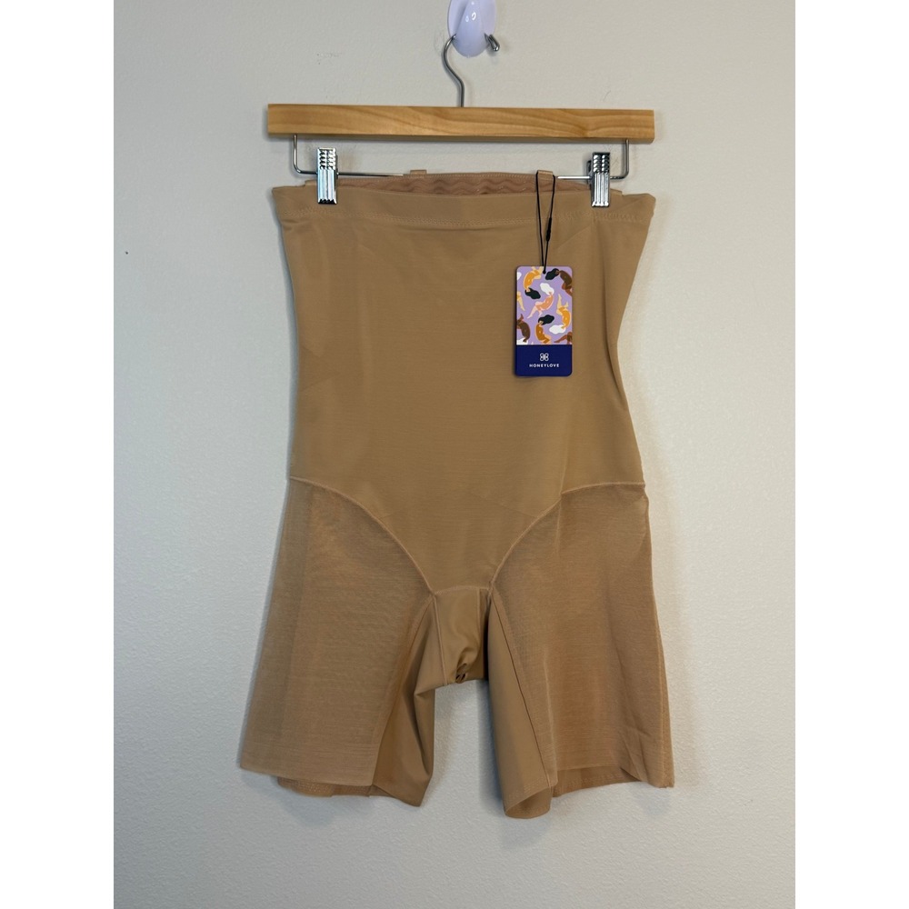 Honeylove SuperPower Short‎ High Waisted Shapewear Sand Beige Women's Large NWT